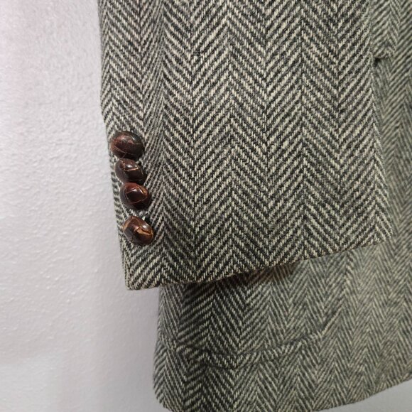 Vintage Sanger Harris Mens Wool Blazer Jacket USA Size 46 Herringbone Preppy Pro - Picture 7 of 16
